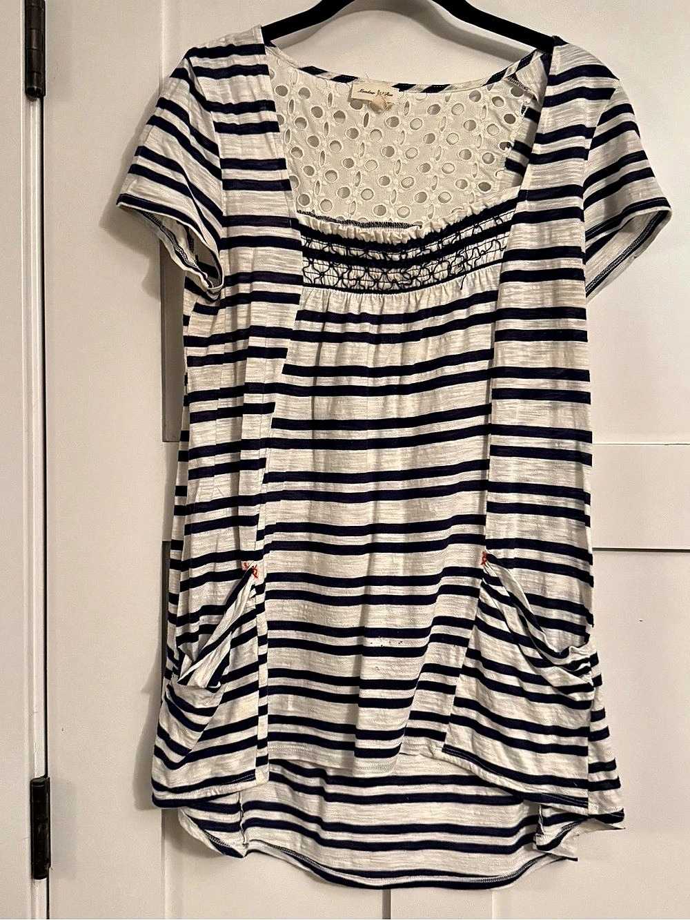 Meadow Rue Anthropologie Striped Short Sleeve Tunic Size Medium
